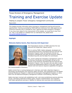 TDEM Training and Exercise Update March Issue