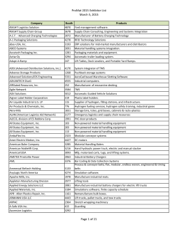 ProMat 2015 Exhibitor List March 5, 2015 Page 1 of 21