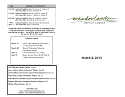 March 8, 2015 - Meadowlands Baptist Church