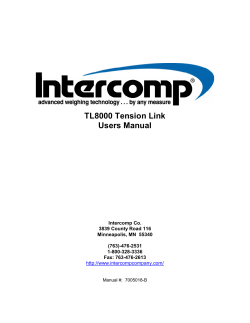 Intercomp TL8500 Series Instruction Manual