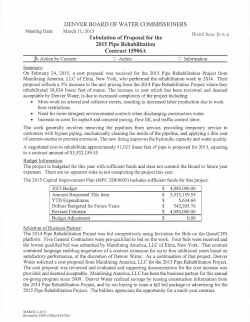 Tabulation of Proposal for the 2015 Pipe Rehabilitation