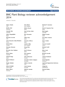 BMC Plant Biology reviewer acknowledgement 2014