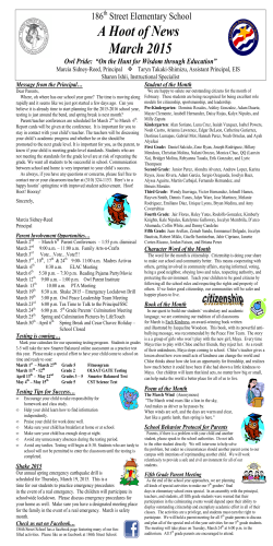 March15 Newsletter - 186 Street Elementary School