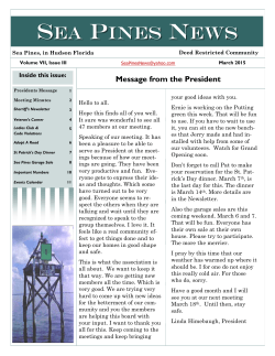 March Edition newsletter available. Click here