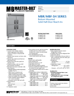 Fusion MBR-MBF-SH Series Reach-Ins Spec Sheet - Master-Bilt