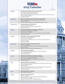 2015 TexasOne Calendar - Texas Wide Open for Business