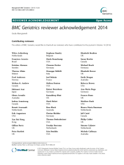 BMC Geriatrics reviewer acknowledgement 2014