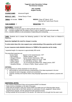 Module B Notification - Tuggerah Lakes Secondary College The