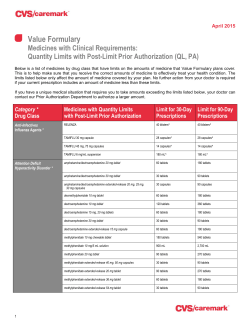Value Formulary Medicines with Clinical Requirements