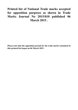 Printed list of National Trade marks accepted for opposition
