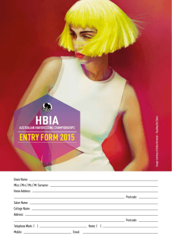 HBIA Hairdressing Champhionships Entry Form 2015