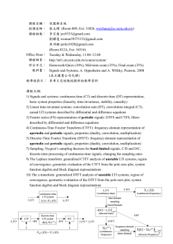 課程名稱： 訊號與系統授課老師： 張文輝(Room 809, Ext: 31826