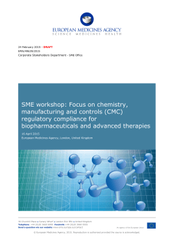 Preliminary Programme - SME workshop: Focus on chemistry