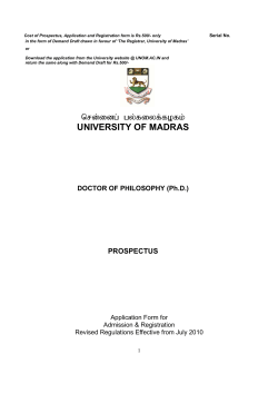 Application and Prospectus for Ph.D Degre Programme