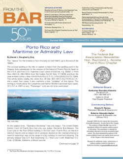 Porto Rico and Maritime or Admiralty Law