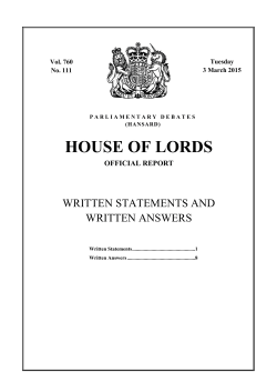 House of Lords Written Answers and Statements