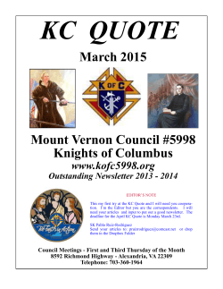 March 2015 Mount Vernon Council #5998 Knights of