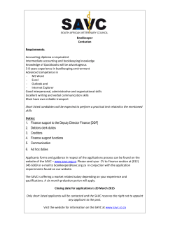 savc vacancy: finance clerk - South African Veterinary Council