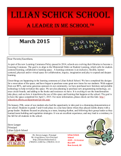 March 2015 Newletter - Lilian Schick School