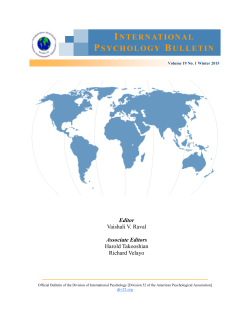 (Volume 19, No. 1) Winter 2015 - Div. 52 (International Psychology)