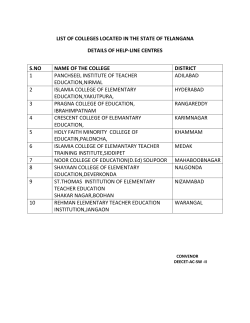 LIST OF COLLEGES LOCATED IN THE STATE OF TELANGANA