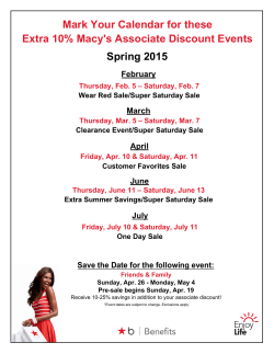 Mark Your Calendar for these Extra 10% Macy`s Associate Discount