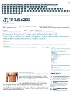 Testosterone Replacement...s Consolidated into MDL