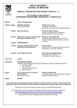 Medical Careers Day 2015 programme