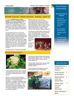 Newsletter - Irish Children`s Program of Rochester, NY