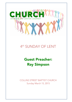 Bulletin 15 March. 2015 - Collins Street Baptist Church