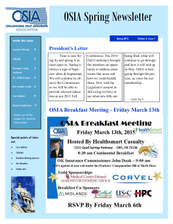 Spring 2015 Newsletter - Oklahoma Self Insurers Association