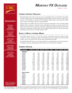 CIBC`s Monthly FX Outlook