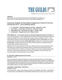 Read full press release  - Segerstrom Center for the Arts