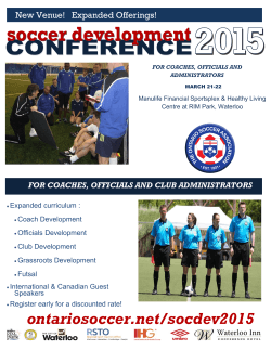 Full Conference Schedule - Ontario Soccer Association