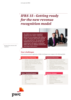 IFRS 15 - Getting ready for the new revenue recognition model