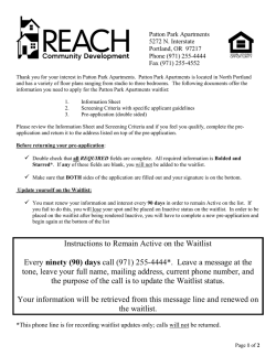 Patton Park Waitlist Application