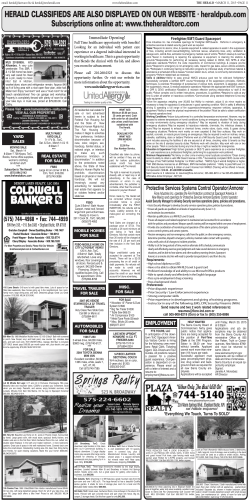 HERALD CLASSIFIEDS ARE ALSO DISPLAYED ON