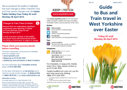 Guide to Bus and Train travel in West Yorkshire over Easter