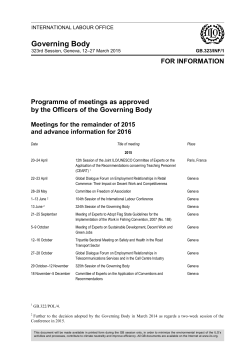 Programme of meetings as approved by the Officers of the