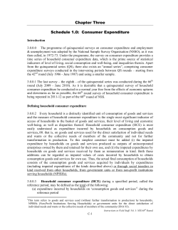 Chapter Three Schedule 1.0: Consumer Expenditure