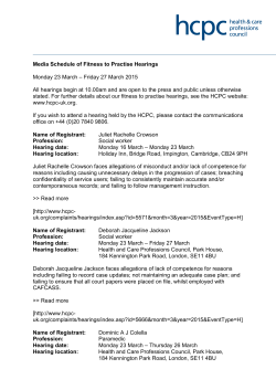 Media Schedule of Fitness to Practise Hearings