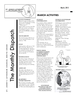 The Monthly Dispatch - St. John`s White Creek Lutheran School