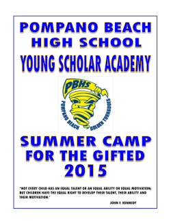 PBHS Young Scholar Academy Gifted Summer Camp Application
