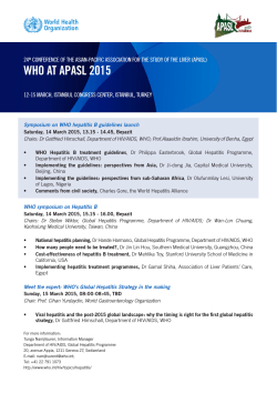 WHO AT APASL 2015 - World Health Organization