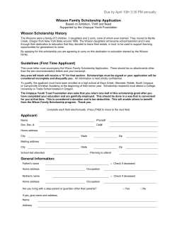 Wixson Family Scholarship Application Wixson Scholarship History