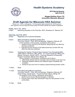 Missoula Agenda - Montana Pharmacy Association