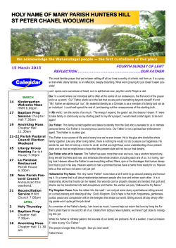 Weekly Bulletin - holy name of mary parish hunters hill