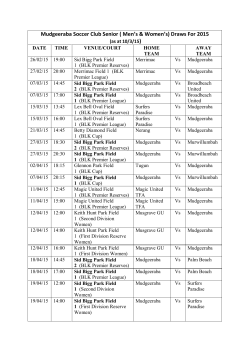 Mudgeeraba Soccer Club Senior ( Men`s & Women`s) Draws For 2015