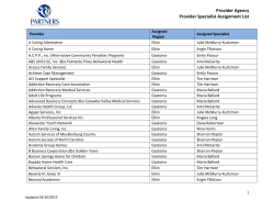 Provider Agency Provider Specialist Assignment List