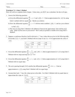 Homework on Euler`s Method